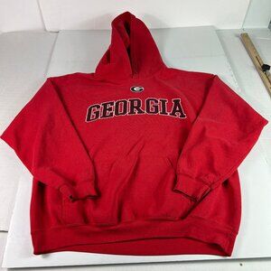 Gildan Georgia Bulldogs Sweatshirt Men's Large Red Faded Logo Pullover Hoodie